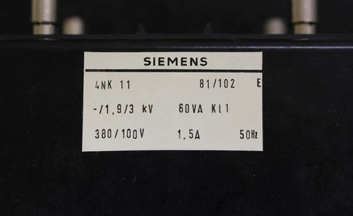 Siemens Low Voltage Current Transformer Type 4NK11 - 81/102 -/1.9/3kV -60VA -Kl1