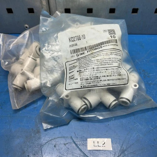 (16) SMC KQ2T08-10A 8mm PUSH IN PNEUMATIC TEE TUBE-TO-TUBE ADAPTERS