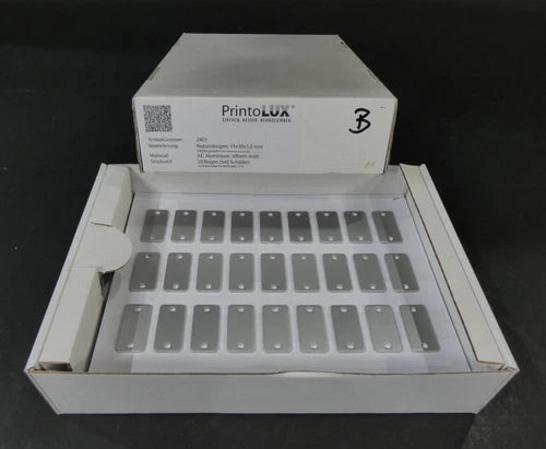 297 Schilder PrintoLUX 2801 Nutzenbogen 15x30x1,5mm | AE, Aluminium silbern matt