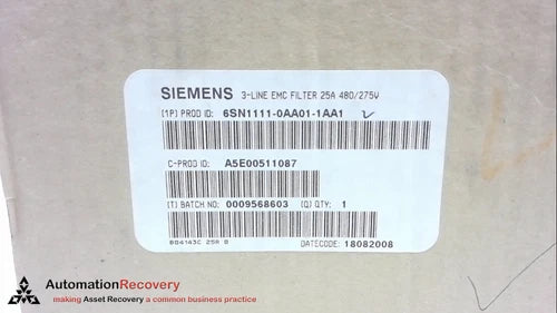 SIEMENS 6SN1111-0AA01-1AA1, 611 MAINS FILTER, 480 VOLTS, 10 KW, NEW #244449