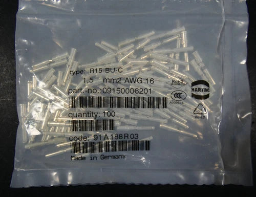 100 St¨¹ck | Harting | 09150006201 | Buchsenkontakt | 1,5mm?  AWG 16 | R15-BU-C