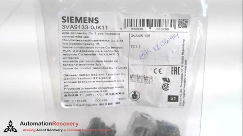 SIEMENS 3VA9133-0JK11, SENTRON 3 PIECE TERMINAL LUG CONNECTOR KIT, NEW #329625