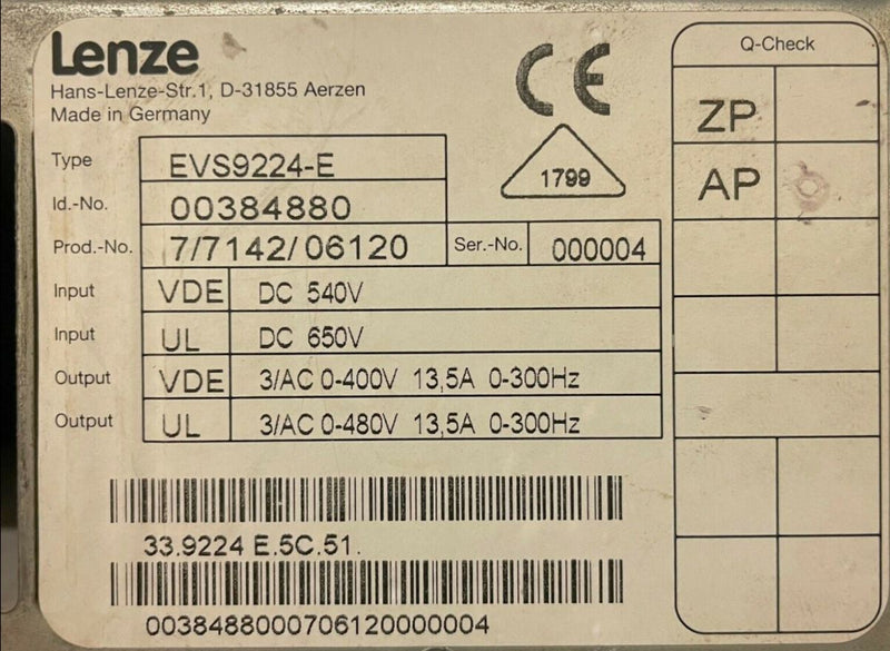 lenze EVS9224-E new